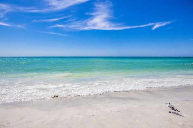 property view of water featuring a view of the beach