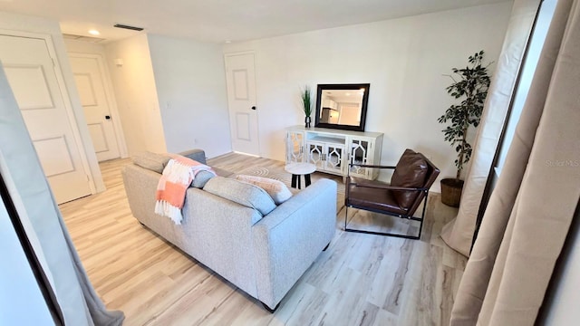 living room featuring light wood-type flooring