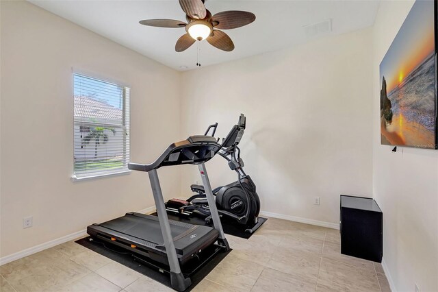 17113 1st Dr E, Bradenton, FL 34212 - workout room with ceiling fan