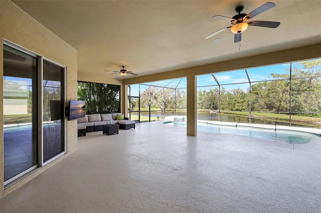 17113 1st Dr E, Bradenton, FL 34212 - unfurnished sunroom with ceiling fan