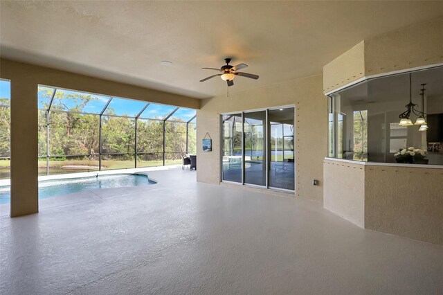 17113 1st Dr E, Bradenton, FL 34212 - exterior space featuring a patio, ceiling fan, and a lanai