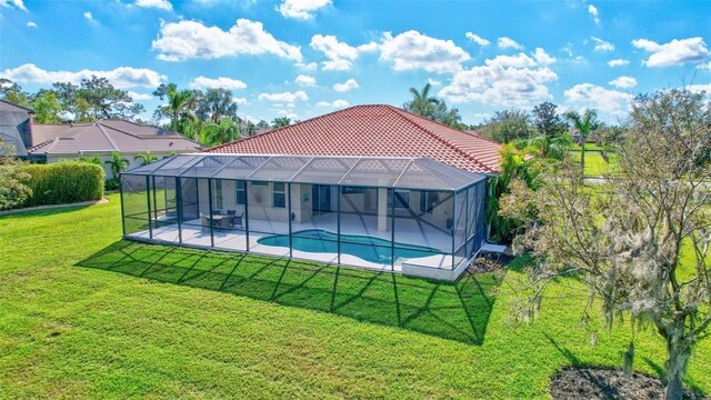 17113 1st Dr E, Bradenton, FL 34212 - view of pool with a lanai, a yard, and a patio