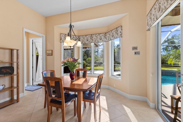 view of tiled dining area