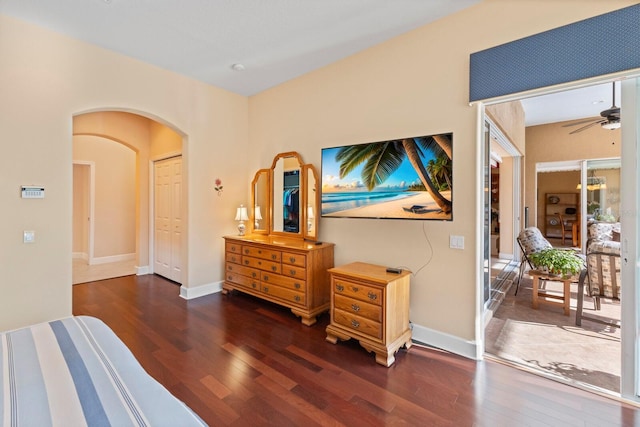 bedroom featuring a closet and dark wood-type flooring