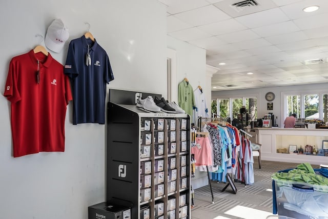 spacious closet featuring a drop ceiling