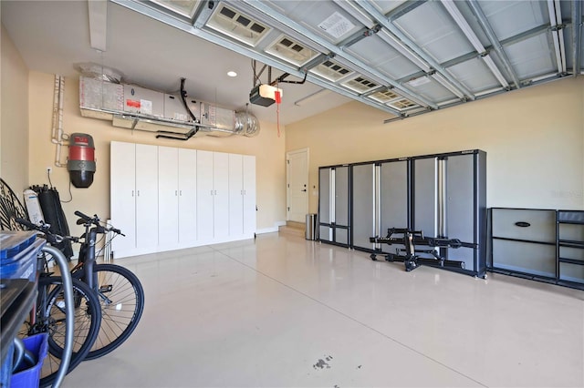 garage with a garage door opener