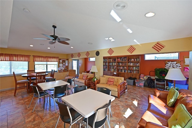 dining room with ceiling fan