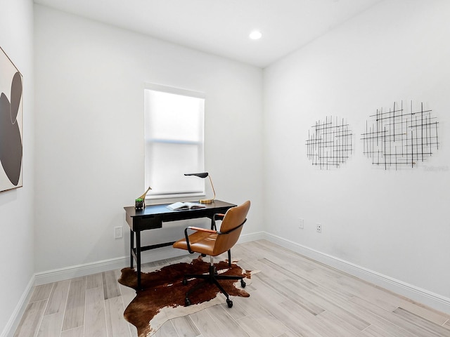 office area featuring light wood-type flooring