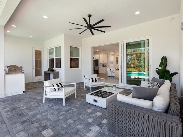 view of patio featuring outdoor lounge area