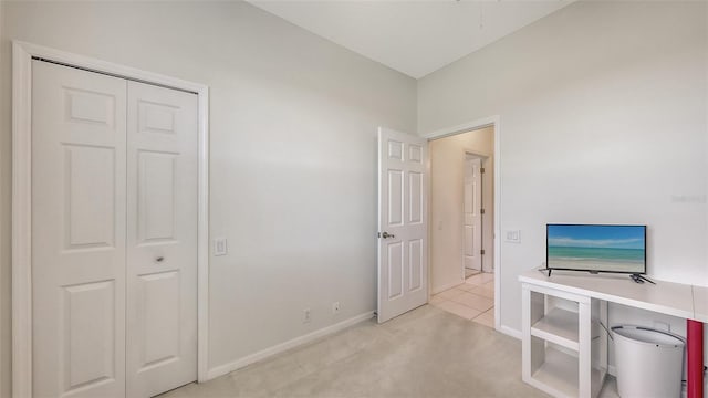 office space with light colored carpet