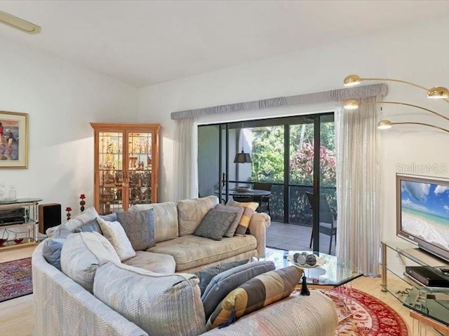 living room featuring light hardwood / wood-style floors