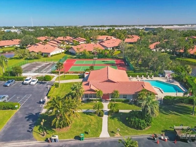 bird's eye view featuring a water view