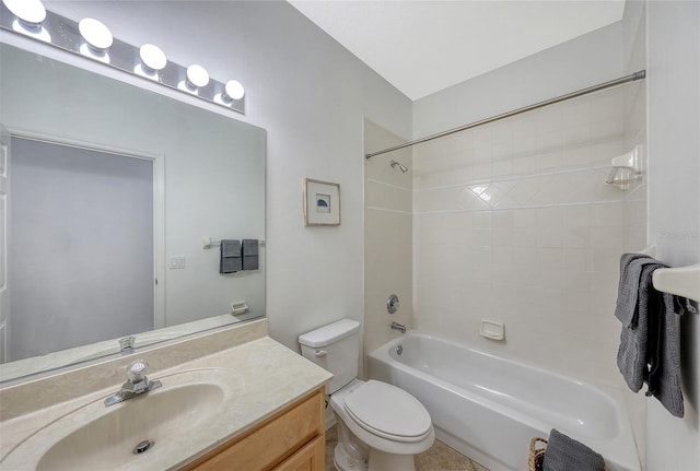 full bathroom with vanity, shower / bathtub combination, and toilet