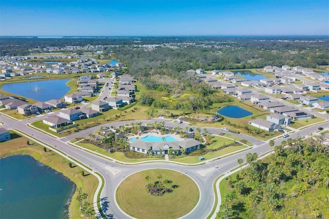 bird's eye view featuring a water view