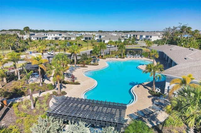 view of swimming pool featuring a patio