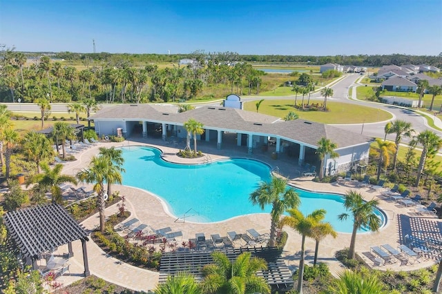 view of pool featuring a patio area