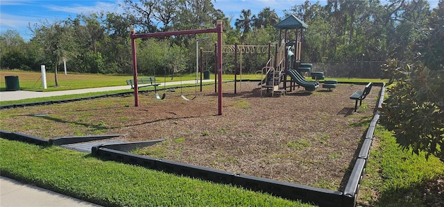 view of play area featuring a yard