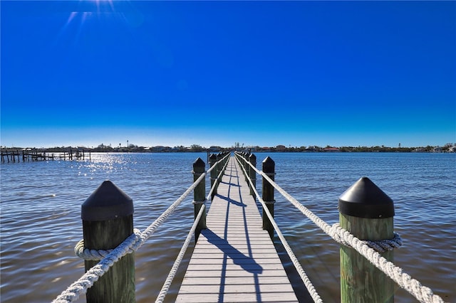 view of dock featuring a water view