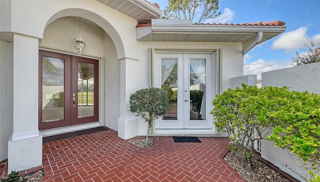 property entrance with french doors