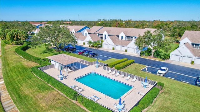 6713 Stone River Rd Unit 205, Bradenton, FL 34203 - aerial perspective of suburban area featuring a pool area