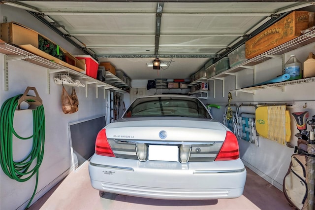 garage with a garage door opener