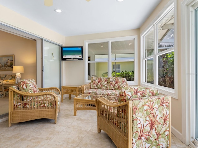 sunroom / solarium featuring a healthy amount of sunlight