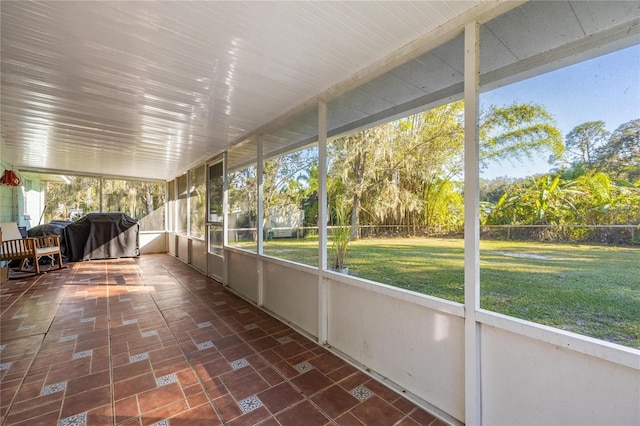 view of unfurnished sunroom