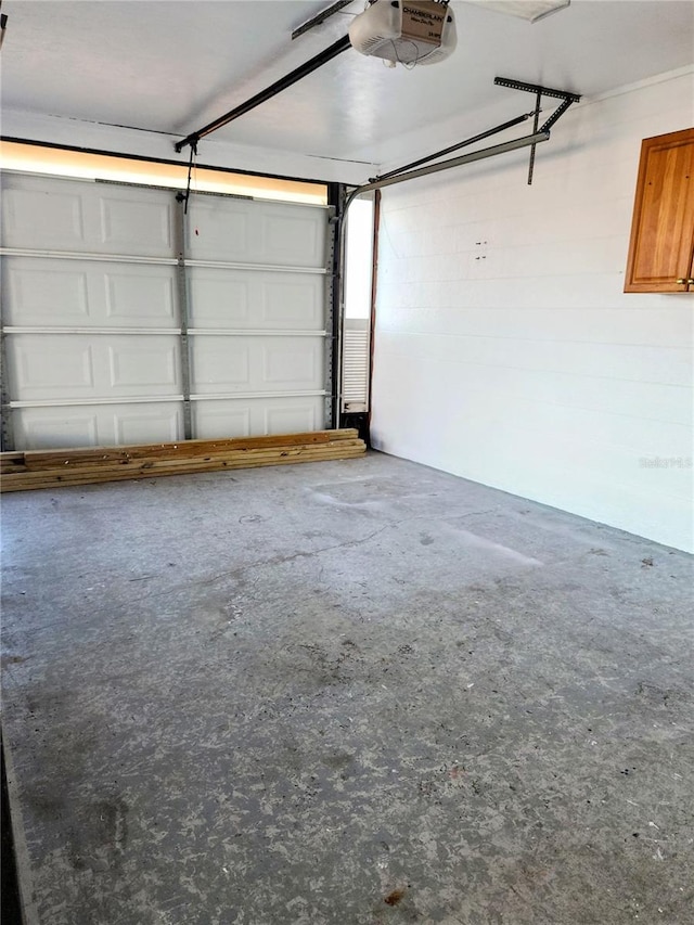 garage with a garage door opener