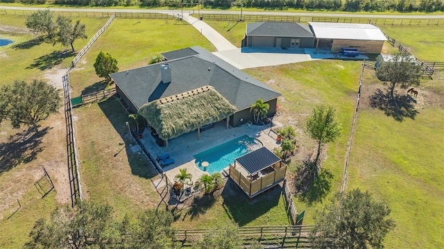 aerial view featuring a rural view