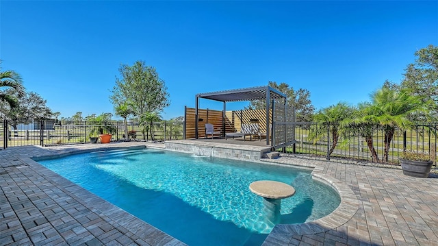 view of swimming pool featuring a patio area