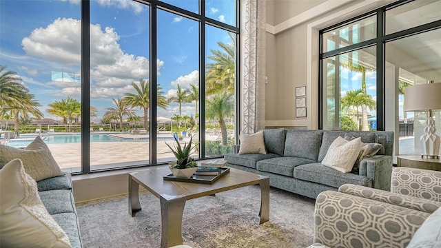 interior space with carpet flooring and plenty of natural light