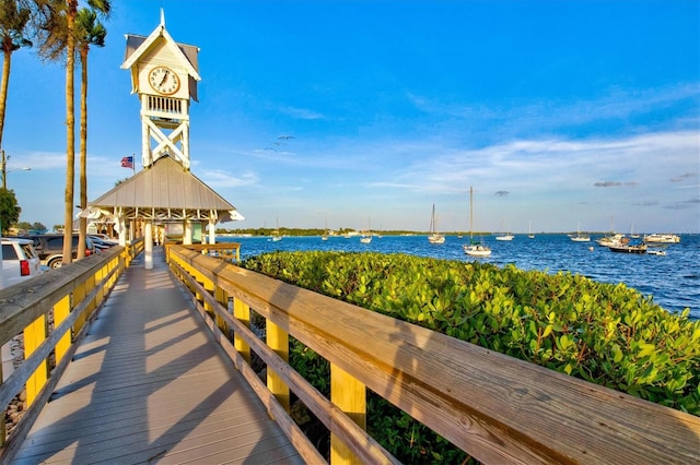 dock area featuring a water view