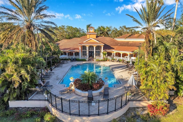 view of pool featuring a patio