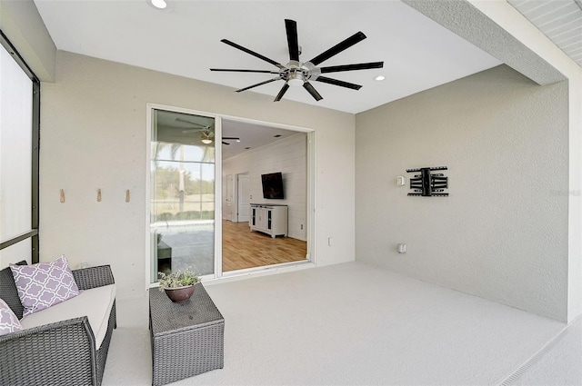 living room with carpet floors