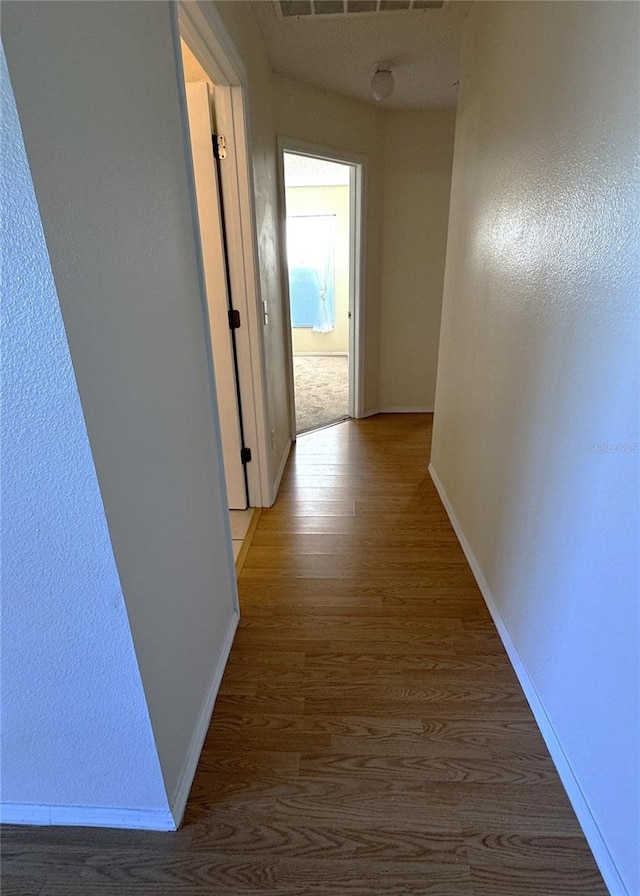 hallway featuring wood-type flooring