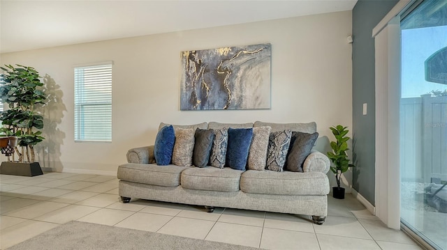 view of tiled living room