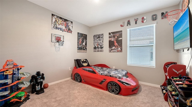 bedroom featuring carpet