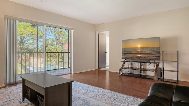 living room featuring light hardwood / wood-style flooring