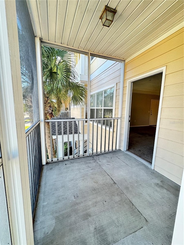 view of unfurnished sunroom