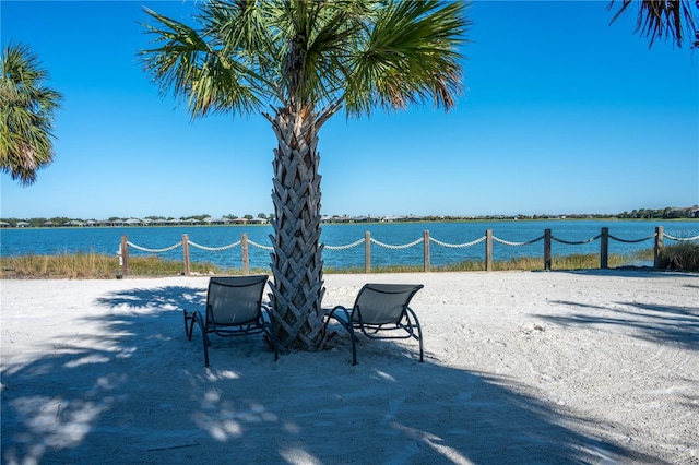 view of patio / terrace with a water view