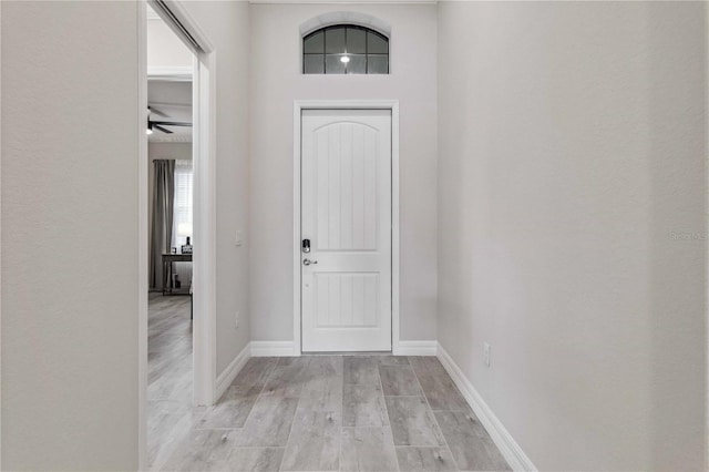 foyer with light wood-type flooring