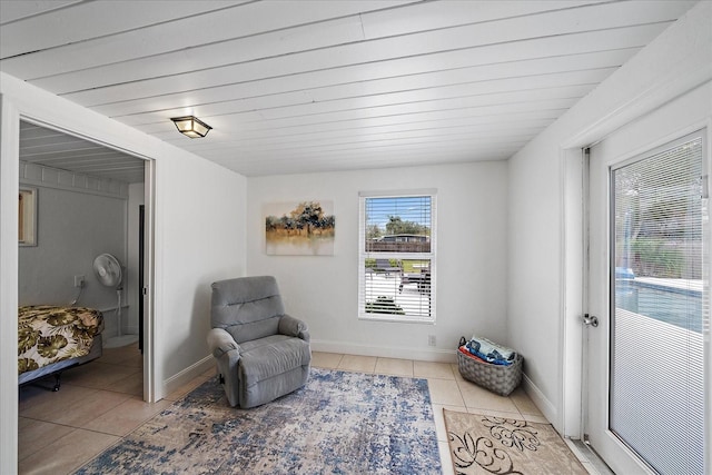 sitting room featuring light tile patterned floors