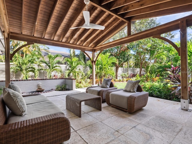 view of patio / terrace featuring ceiling fan