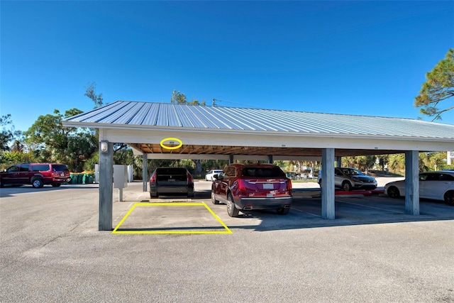 view of parking with a carport