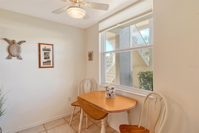 8755 Olde Hickory Ave Unit 7101, Sarasota, FL 34238 - dining room featuring light tile patterned floors and a ceiling fan