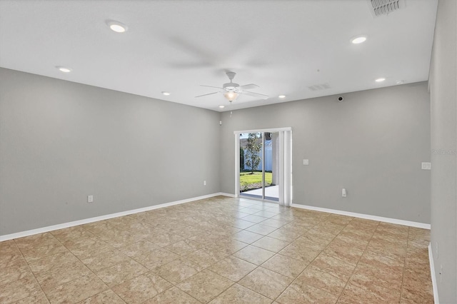 unfurnished room featuring ceiling fan