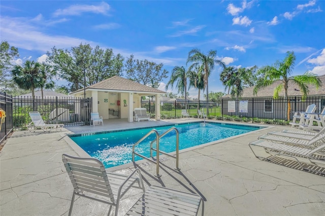 view of pool featuring a patio