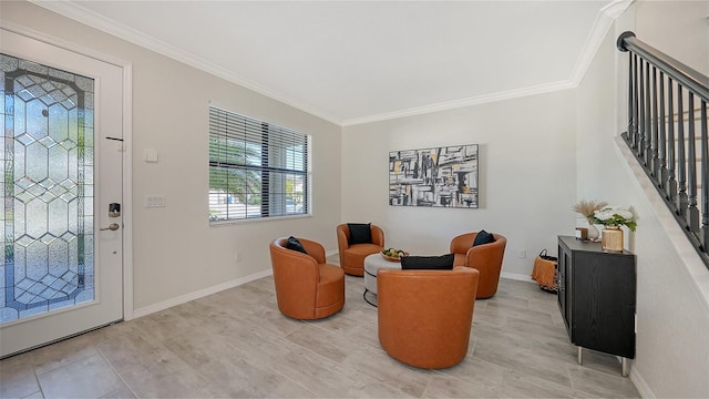 interior space with ornamental molding