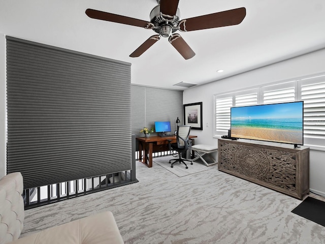 home office with ceiling fan