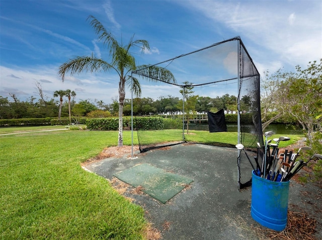 view of property's community featuring a yard